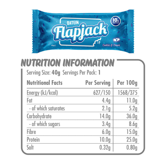 Oatein Flapjack - Cookies & Cream - Nutrition Information
